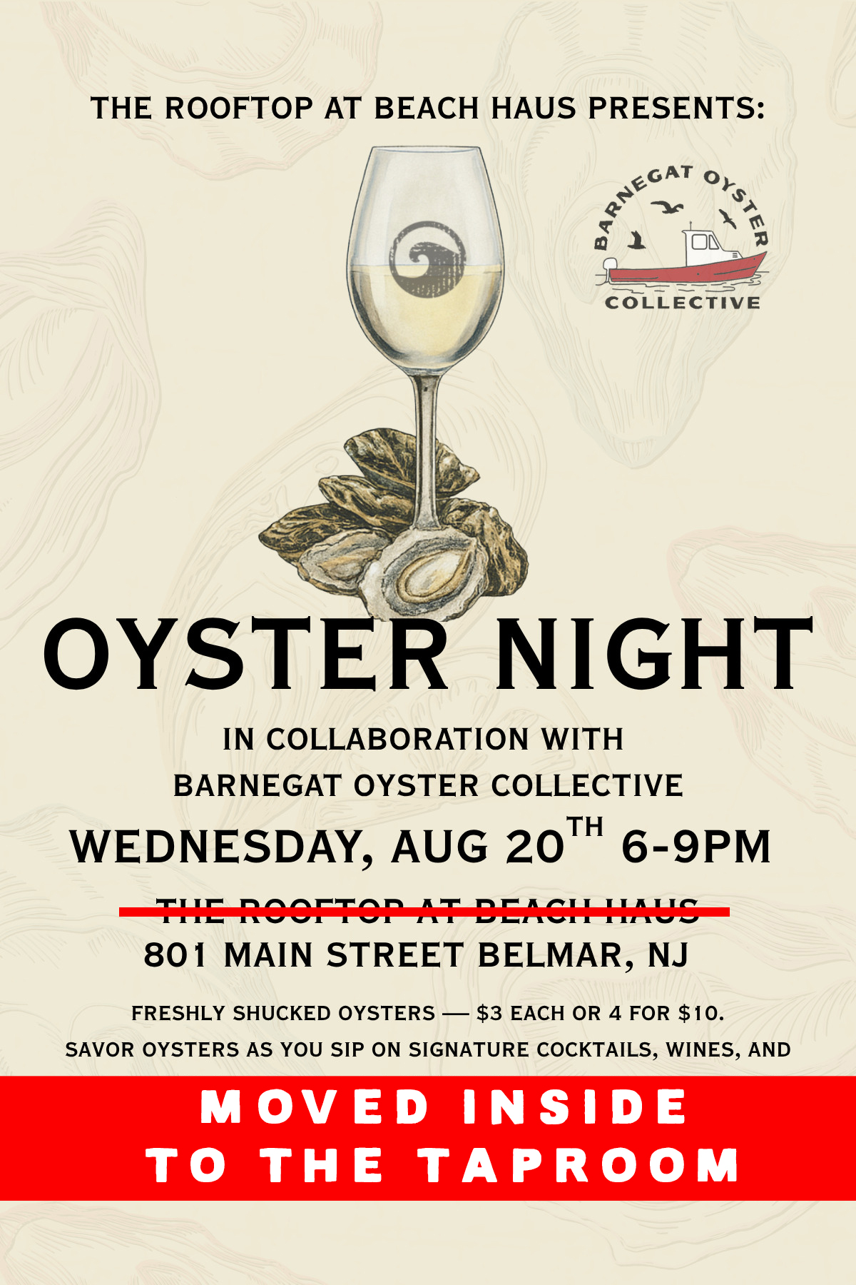 Oyster night on The Rooftop at Beach Haus July 30th