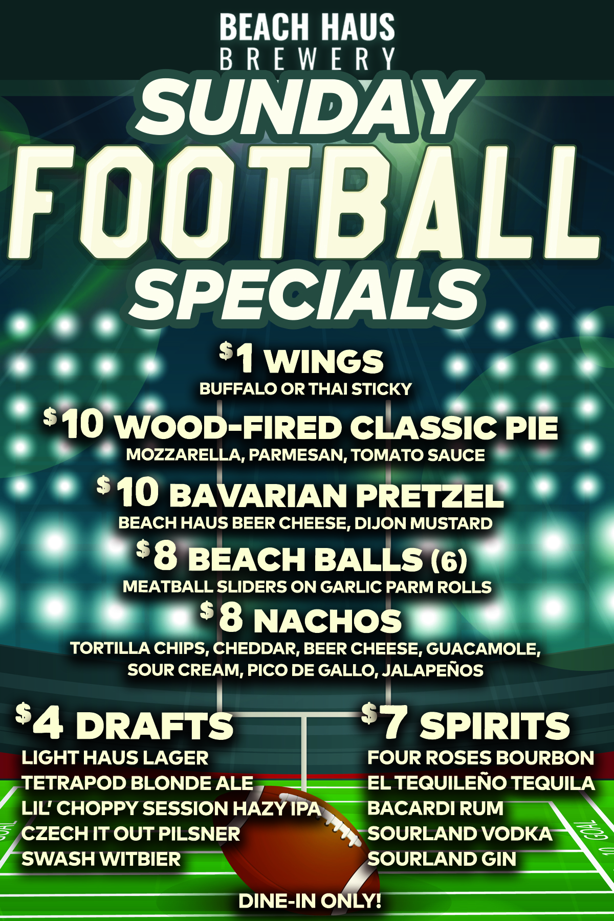 Football Sunday Food and Drink Specials