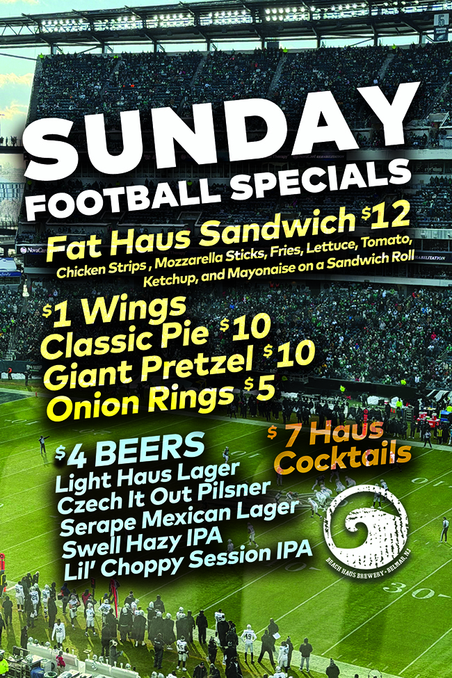 Sunday Football Specials at Beach Haus