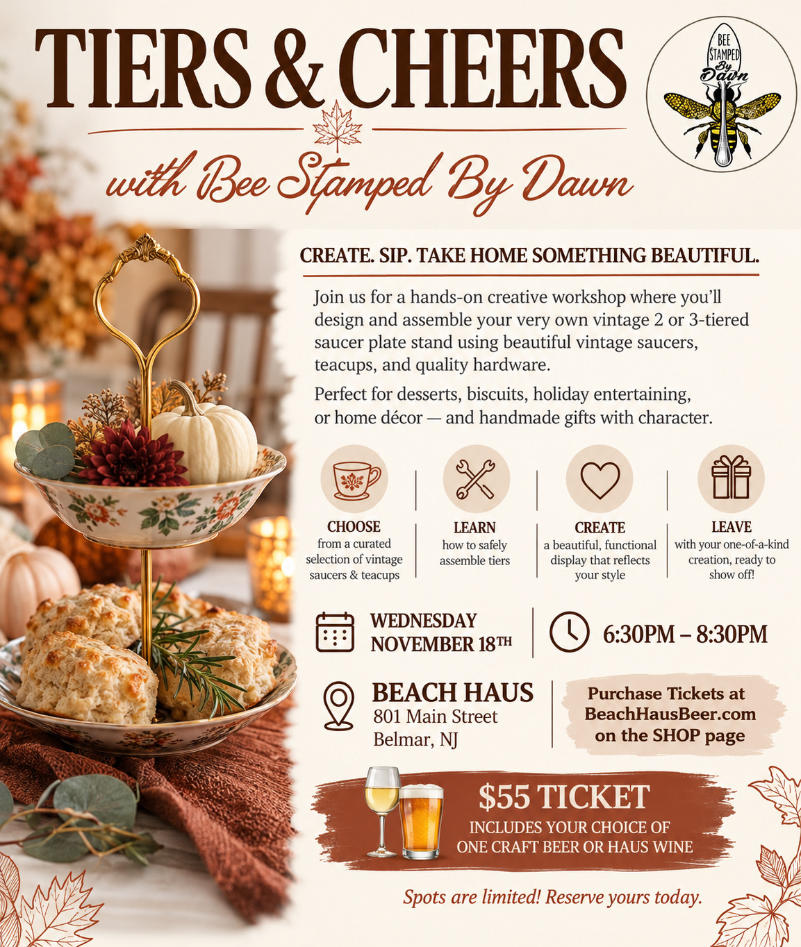 Tiers Workshop October 7th at Beach Haus